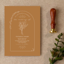 Line Art Arch Bouquet Goldenrod bröllopsinbjudan