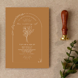 Line Art Arch Bouquet Goldenrod bröllopsinbjudan Inbjudningar
