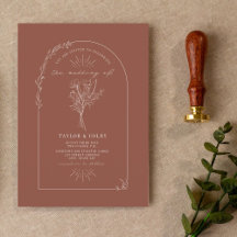 Line Art Arch Bouquet Terracotta Bröllop Invati