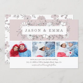 Line Art Blommigt Ram Dusty Ro 3 Photo Bröllop Inbjudningar