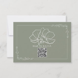 Line Art Blommigt Sage Grönt Bröllop OSA Kort
