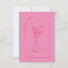 Line Art Bouquet Arch Rosa Red Bröllop OSA