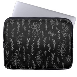 Line Art Eucalyptus Mönster Laptop Fodral