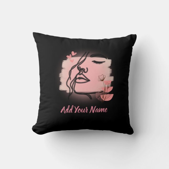 Line art Face Throw Pillow Kudde (Framsida)