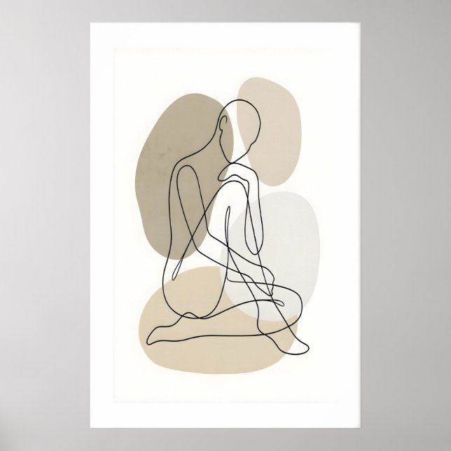 Line Art Figure Print Single Contour Drawing Poster (Framsidan)