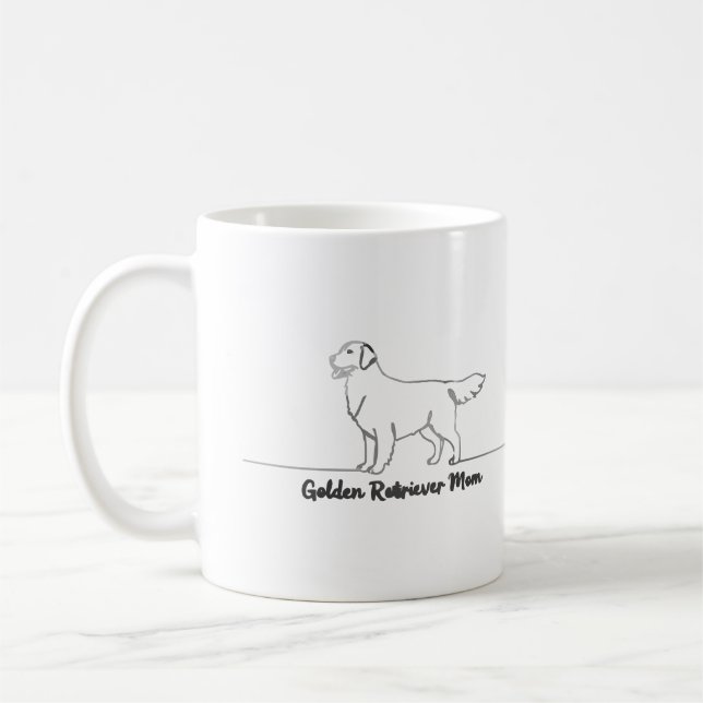 Line Art Golden Retriever Hund Mamma Gift Mugg (Vänster)