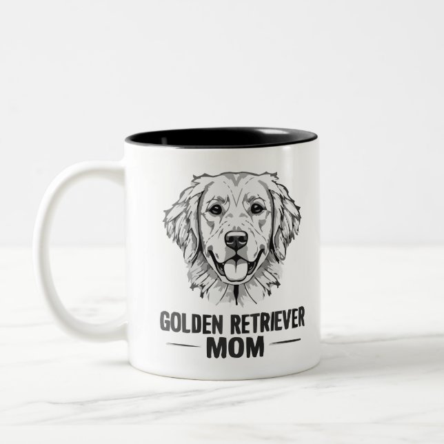 Line Art Golden Retriever Hund Mamma Gift Mugg (Vänster)