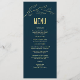 Line Art Guld Löv Deep Blue Elegant bröllop Meny