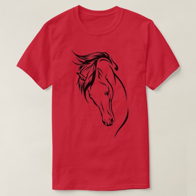 Line Art Horse Head T Shirt (Design framsida)
