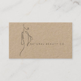  Line Art Ink Modern Womens Female Natural KRAFT Tidsbeställning Kort