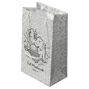Line Art Lycklig EID Mubarak White Small Gift Bag