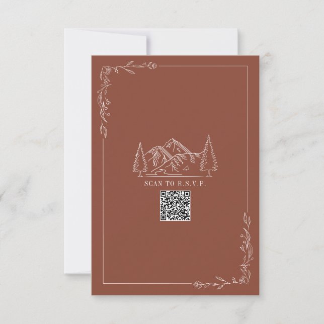 Line Art Mountains Terracotta QR Code Bröllop OSA (Framsida)