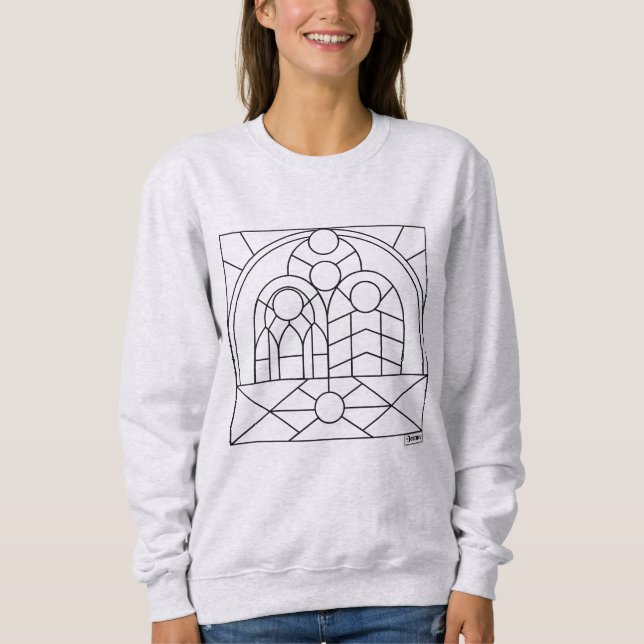 Line Art Mural CrewnackSweatshirt T Shirt (Framsida)
