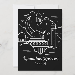 Line Art Ramadan Kareem - EID Mubarak Julkort