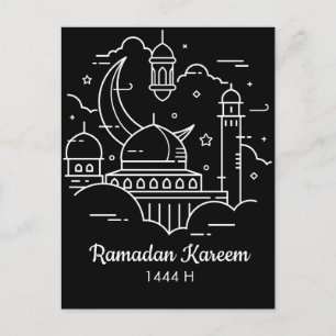 Line Art Ramadan Kareem - EID Mubarak Postcard Helg Vykort