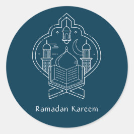 Line Art Ramadan Kareem - EID Mubarak Stickers Runt Klistermärke