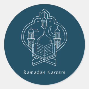 Line Art Ramadan Kareem - EID Mubarak Stickers Runt Klistermärke