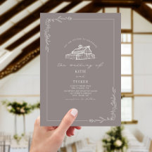 Line Art Rustic Barn Amethyst Bröllop