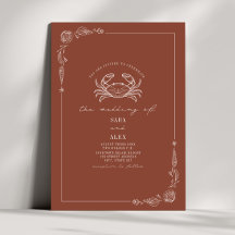 Line Art Rustic Terracotta Crab Beach Wedding