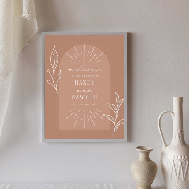 Line Art Script Terracotta Wedding Welcome Poster (Skapare uppladdad)