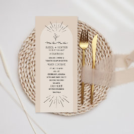 Line Art Tan Botanical Bröllop Menu Meny