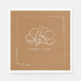 Line Blommigt Goldenrod Gult Bröllop Pappersservett