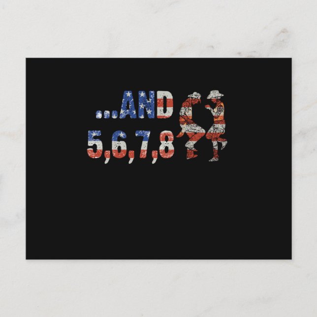 Line Dance Land Music US Flagga Cowboy Cowgirl Gi Vykort (Framsida)