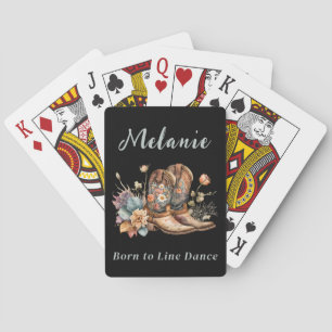 Line Dance Land Westerna Boots Flowers Casinokort
