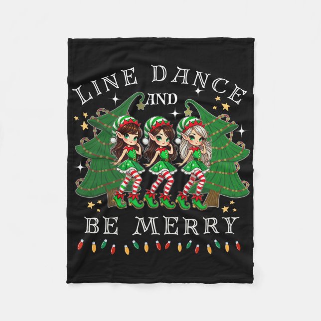 Line Dance och be God jul Elf Dancing Holi Fleecefilt (Framsidan)