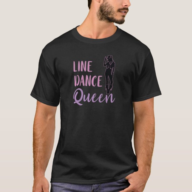Line Dance Queen Steps Land Western Dancer Line T Shirt (Framsida)