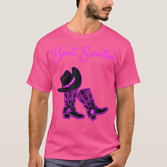 Line Dancing Boot Scootin Cowgirl Hat T Shirt (Framsida)