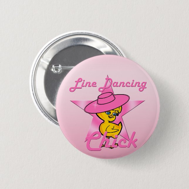Line Dancing Chick #8 Knapp (Framsida & baksida)