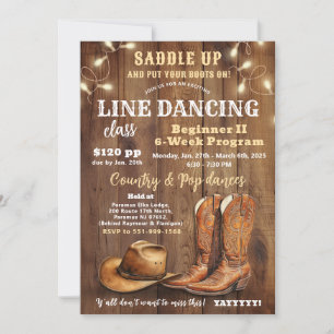 Line Dancing Class Flyer, Land Dance Programme Ad Inbjudningar