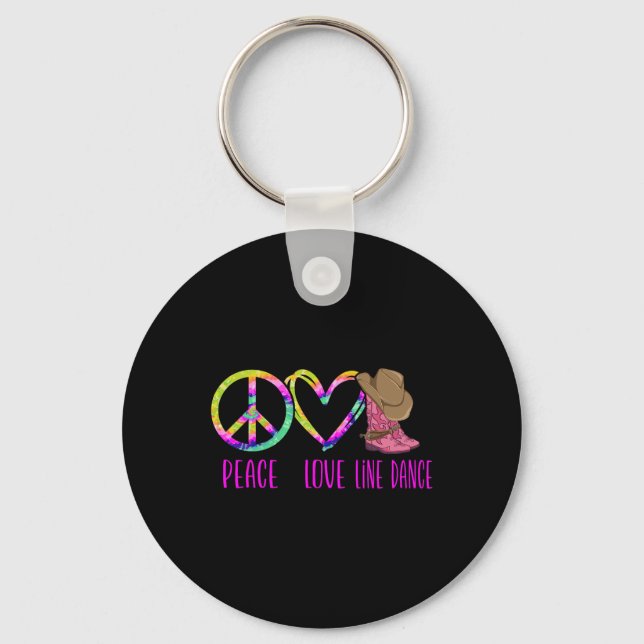 Line Dancing Dance Teacher Tie Dye Peace Kärlek Li Nyckelring (Framsida)