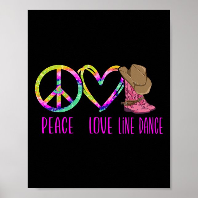 Line Dancing Dance Teacher Tie Dye Peace Kärlek Li Poster (Framsidan)