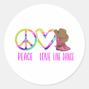 Line Dancing Dance Teacher Tie Dye Peace Kärlek Li Runt Klistermärke