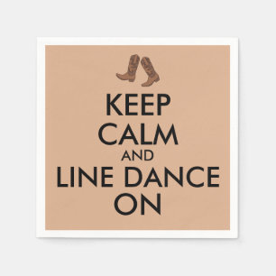 Line Dancing Gift Behålla Lugn Dancer CowboyBoots Pappersservett