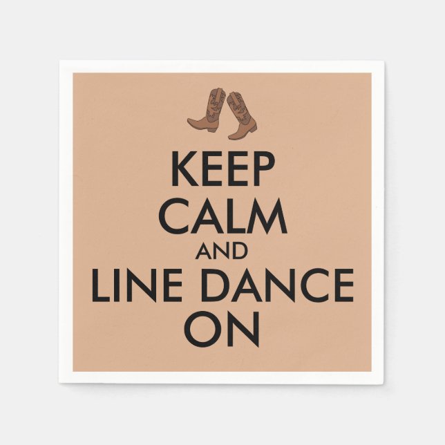 Line Dancing Gift Behålla Lugn Dancer CowboyBoots Pappersservett (Framsidan)