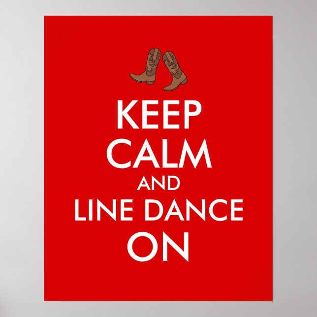 Line Dancing Gift Behålla Lugn Dancer CowboyBoots Poster (Framsidan)