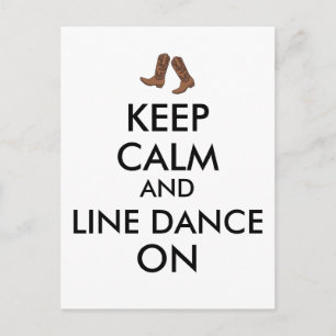 Line Dancing Gift Behålla Lugn Dancer CowboyBoots Vykort