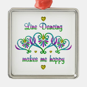 Line Dancing gör mig Lycklig Julgransprydnad Metall