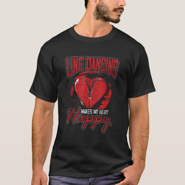 Line Dancing gör mitt hjärta Lycklig T Shirt (Framsida)