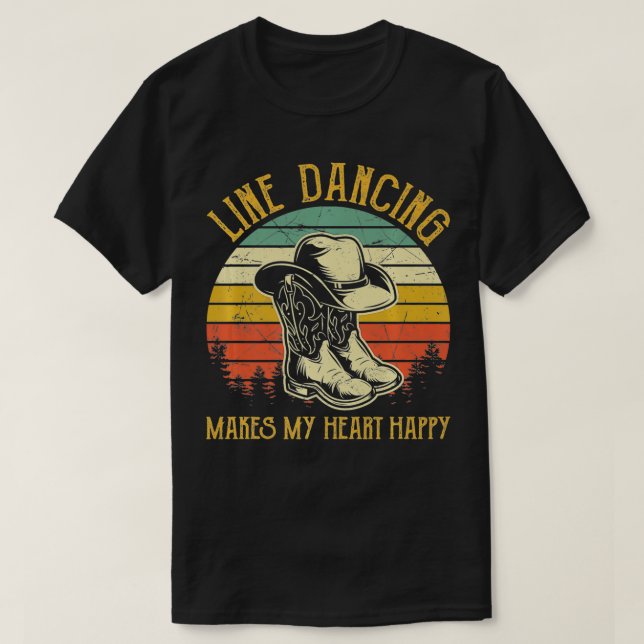 Line Dancing gör mitt hjärta Lycklig Tshirt Land M T Shirt (Design framsida)