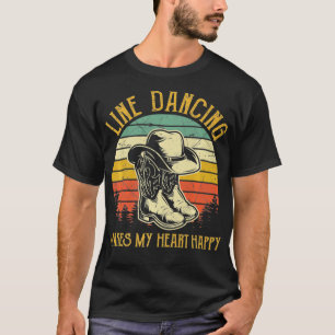 Line Dancing gör mitt hjärta Lycklig Tshirt Land M T Shirt