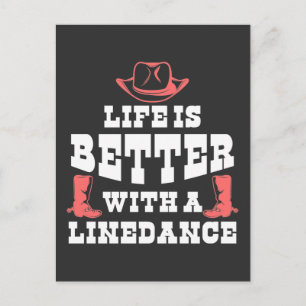 Line Dancing Life Funny Land Line Dancer Boots Vykort