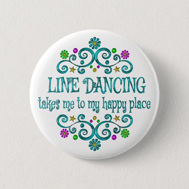Line Dancing Lycklig Ställe Knapp (Framsida)