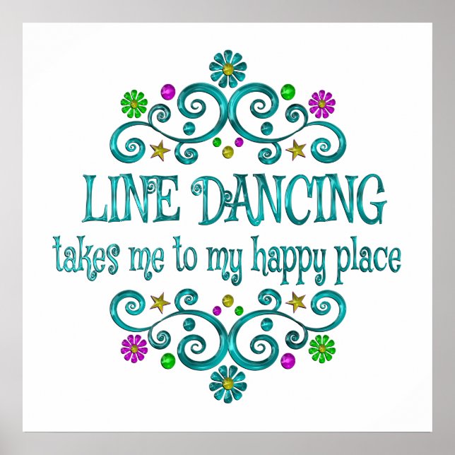 Line Dancing Lycklig Ställe Poster (Framsidan)