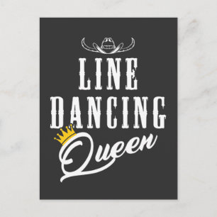Line Dancing Queen Cowgirl Line Dance Woman Vykort