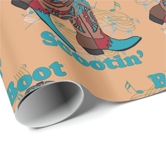 Line Dancing Western CowboyBoots Boot Scootin' Presentpapper (Rullad Hörn)