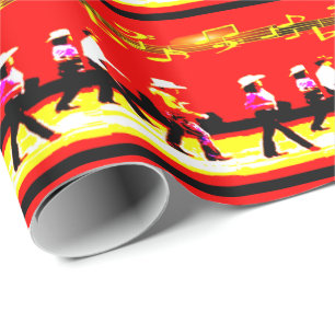 Line Dancing Western Group Red Black Gult Presentpapper